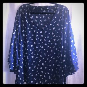 Layne Bryant Blue Floral Blouse 22/24